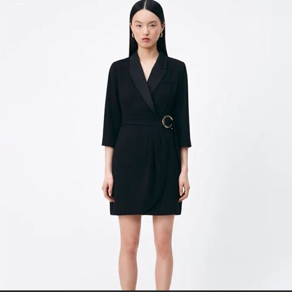 Robe Noir Wrap Dress - Sunco Paris T2 - Picture 1 of 5